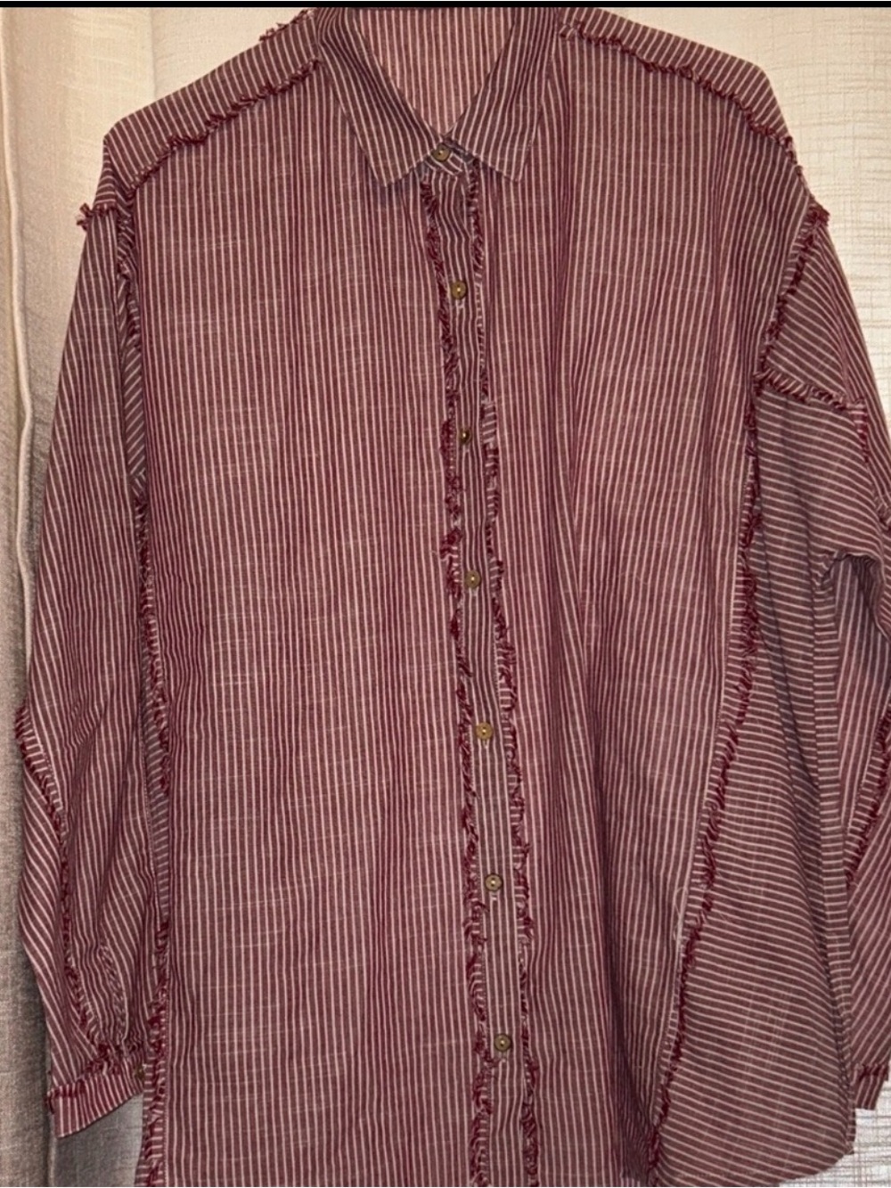 Striped raw hem button down by Easel  Sz L